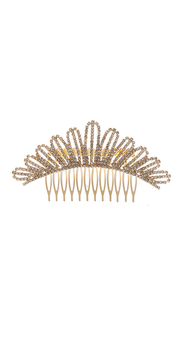 GOLD HAIR COMB CLEAR STONES ( 40995 CLGD )