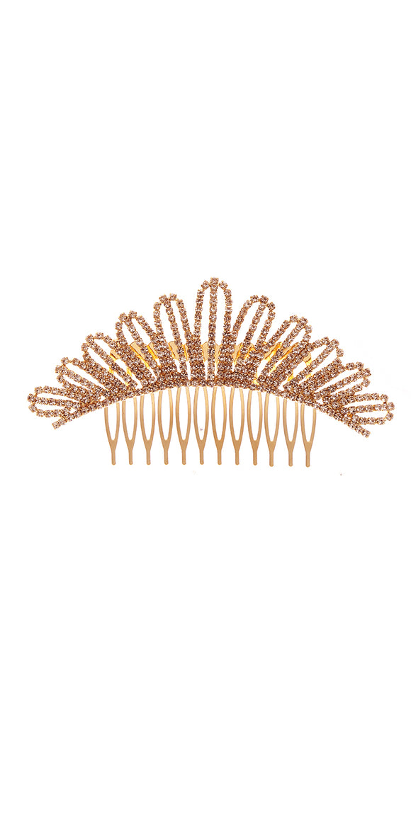 ROSE GOLD HAIR COMB CLEAR STONES ( 40995 CLRGD )