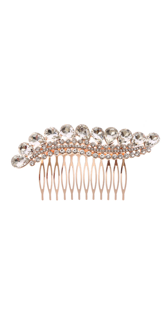 ROSE GOLD HAIR COMB CLEAR STONES ( 41034 CLRGD )