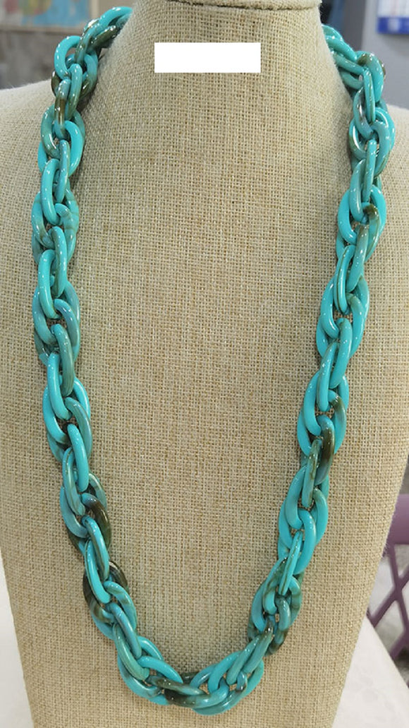 SILVER TURQUOISE LINK NECKLACE ( 7563 RHTQ )