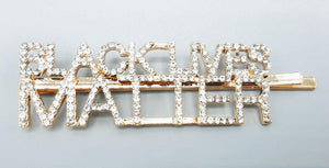 GOLD HAIR PIN BLACK LIVES MATTER CLEAR STONES ( 6091 ) - Ohmyjewelry.com