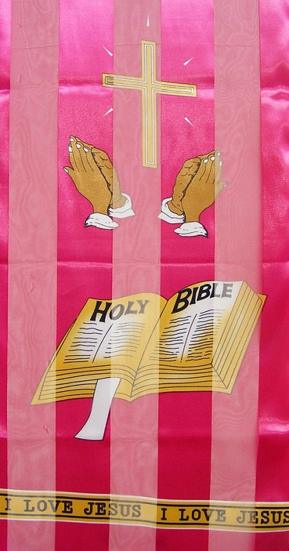 Hot Pink Satin Scarf with Bible Theme ( 7003 HPI )