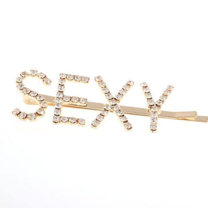 Gold Clear Rhinestone "SEXY" Hair Pin ( 6003 ) - Ohmyjewelry.com