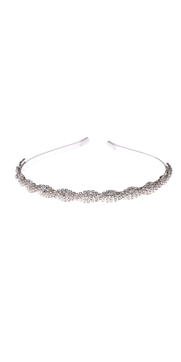 SILVER HAIR BAND CLEAR STONES ( 41053 CLSV )