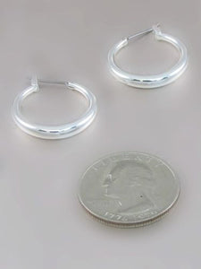 20mm Silver Hollow Hoop Earrings ( 322 S )