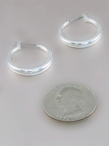 20mm Silver Hollow Hoop Earrings ( 322 S )