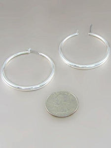 1 1/2" Silver Hollow Hoop Earrings - Ohmyjewelry.com