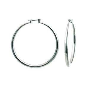 2" Silver Hollow Hoop Earrings ( 352 S ) - Ohmyjewelry.com