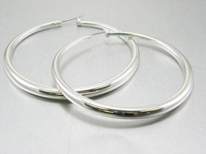 2.5" Silver Hollow Hoop Earrings ( 362 S ) - Ohmyjewelry.com
