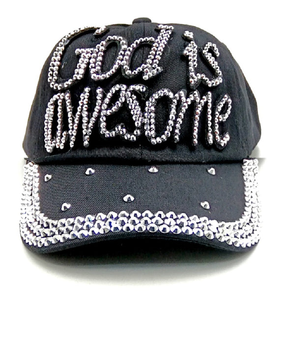 BLACK HAT GOD IS AWESOME SILVER STONES ( 0332 BK )