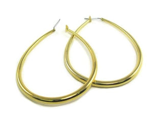 2 1/4" Gold Oval Hollow Hoop Earrings ( HT3LG )