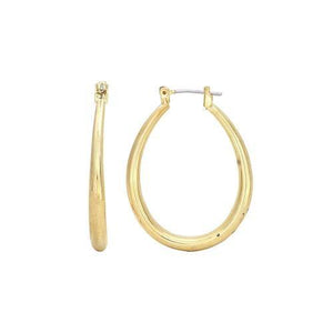 1 1/4" Gold Oval Hollow Hoop Earrings ( HT3S ) - Ohmyjewelry.com