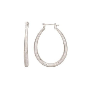 1 1/4" Silver Oval Hollow Hoop Earrings - Ohmyjewelry.com
