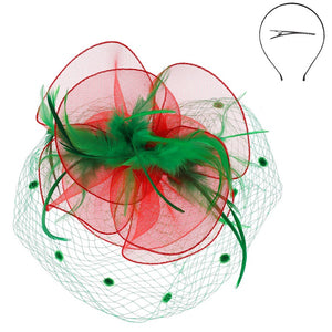 GREEN RED FASCINATOR ( 2591 CH )