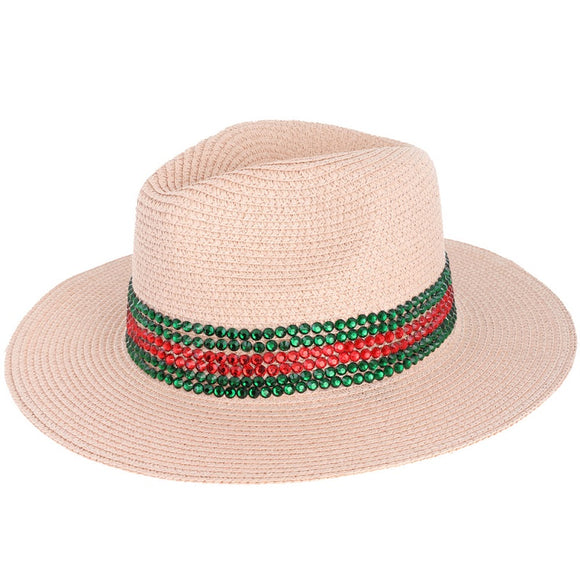 PINK HAT RED GREEN STONES ( 2635 PK )