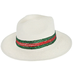 WHITE HAT RED GREEN STONES ( 2635 WH )