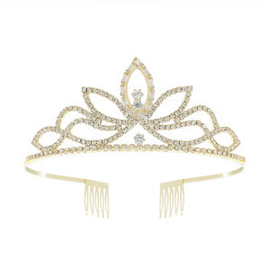 GOLD TIARA CLEAR STONES ( 11596 G )