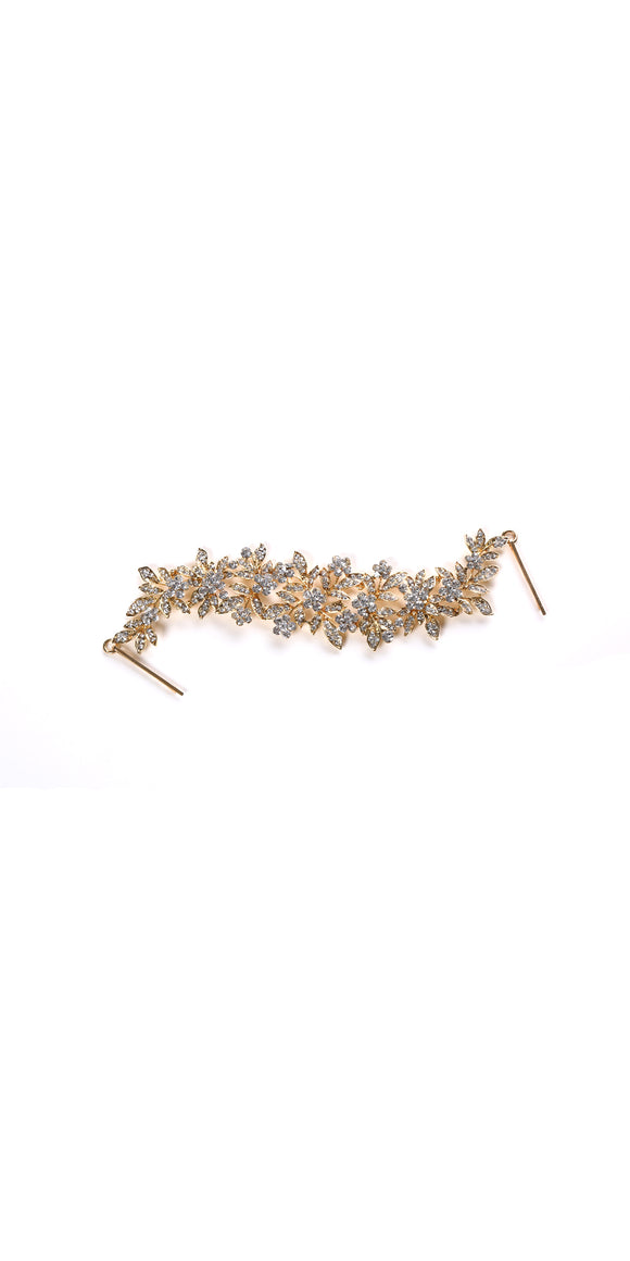 LARGE GOLD HAIR PIN CLEAR STONES ( 40516 CLGD )