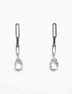 SILVER EARRINGS CLEAR STONES ( 3871 RH )