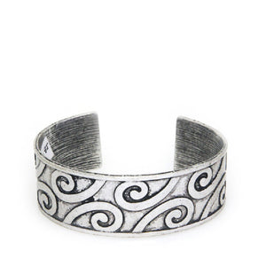 Burnish Silver Metal Cuff Wave Design Cuff Bracelet ( 0683 )