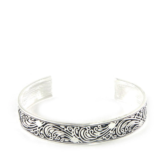 Silver Metal Wave Design Cuff Bracelet ( 0950 )