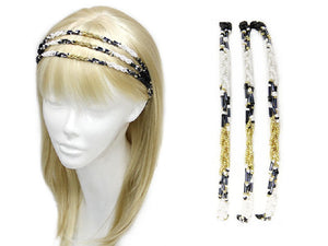 BLACK WHITE BEAD HEAD BAND ( 0005 J )