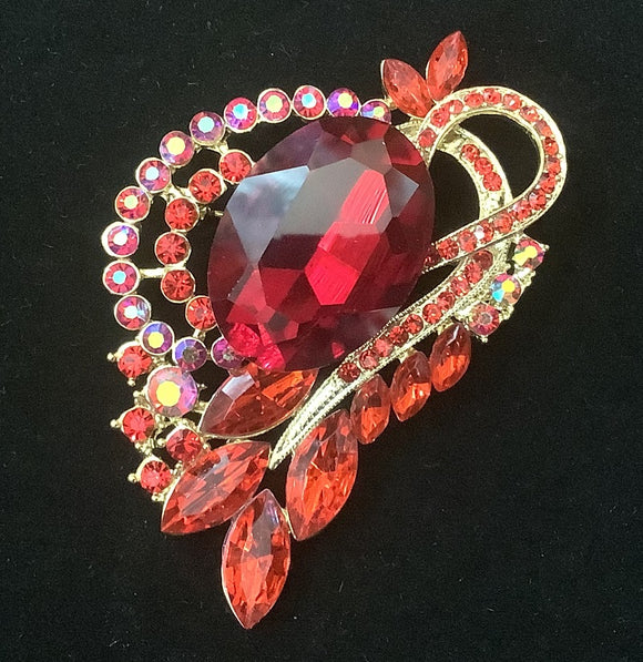 GOLD BROOCH RED STONES ( 562 GRD )