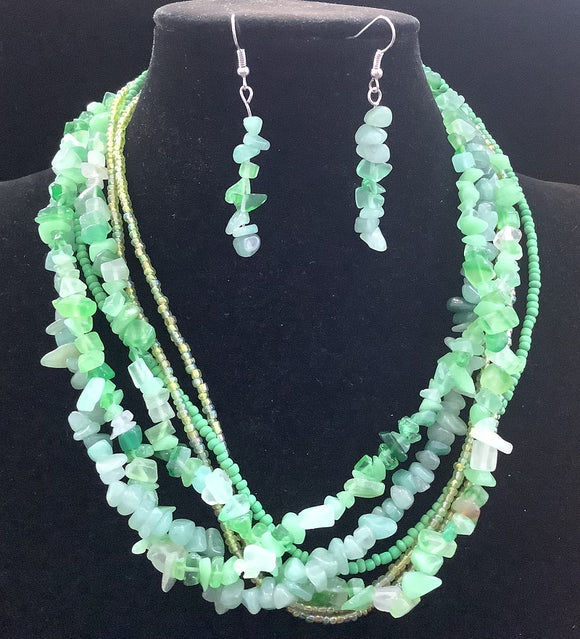 GREEN STONE NECKLACE SET ( 2806 GRN )