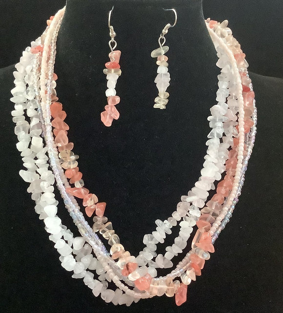 PINK STONE NECKLACE SET ( 2806 PINK )