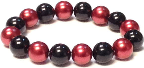 BURGUNDY BLACK PEARL STRETCH BRACELET ( 1002 )