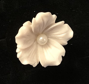 SILVER WHITE ADJUSTABLE FLOWER RING ( 1233 WT )
