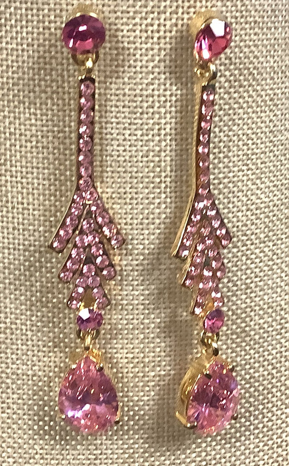 GOLD EARRINGS PINK STONES ( 2499 GDPK )