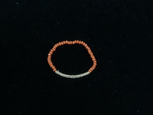 GOLD CORAL STRETCH BRACELET CLEAR STONES ( 0240 CR )