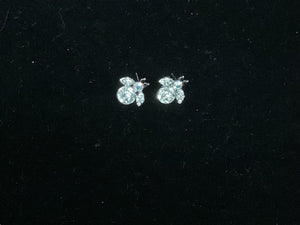 SILVER INSECT EARRINGS CLEAR STONES ( 1205 RHCRY )