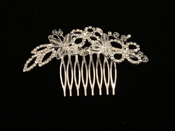 SILVER HAIR COMB CLEAR STONES ( 63430 )