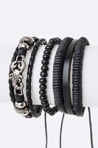 BLACK LEATHER BRACELET SET SCORPION ( 5011 BK )