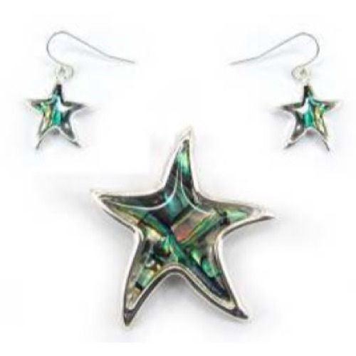 Abalone Starfish Magnetic Pendant with Earrings ( 0954 )