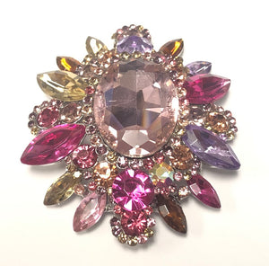 SILVER BROOCH MULTI COLOR STONES ( 06551 SPKMT )