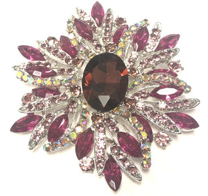 SILVER BROOCH PURPLE STONES ( 06719 SPU )