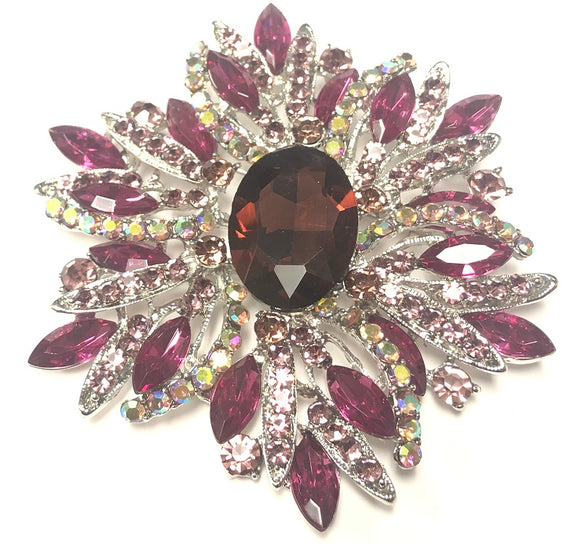 SILVER BROOCH PURPLE STONES ( 06719 SPU )