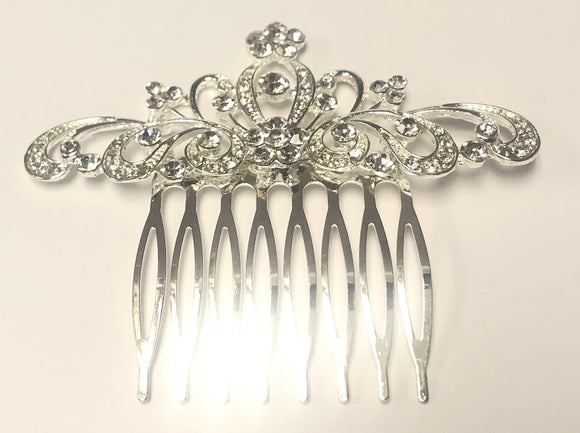 SILVER HAIR COMB CLEAR STONES ( 0679 SCR )