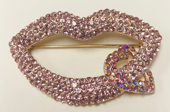 GOLD PINK LIP BROOCH ( 1376 GPK)