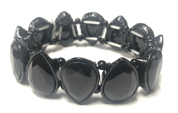 BLACK STRETCH BRACELET BLACK COLOR STONES ( 054319 BK )