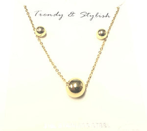 GOLD BALLS NECKLACE SET ( 1011 G )