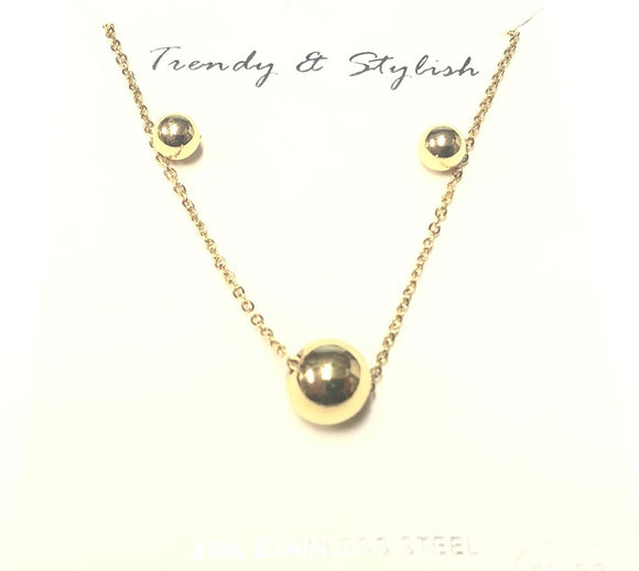 GOLD BALLS NECKLACE SET ( 1011 G )