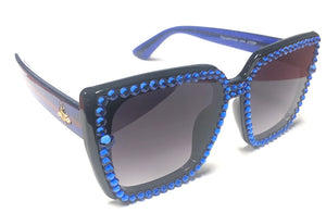 BLACK SUNGLASSES BLUE SWAROVSKI STONES ( 1279 BKBL )