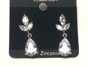 SILVER CLEAR CUBIC ZIRCONIA CZ STONES EARRINGS ( 0382 SCL )