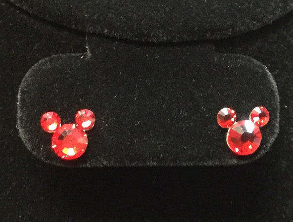 SILVER  EARRINGS WITH RED RHINESTONES ( MEMK-14)