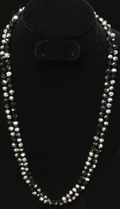 8mm 60" Knotted HEMATITE AND BLACK Beaded Long Necklace ( 101 398 ) - Ohmyjewelry.com