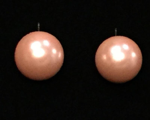 16MM PINK PEARL STUD EARRINGS ( 16MM ) - Ohmyjewelry.com